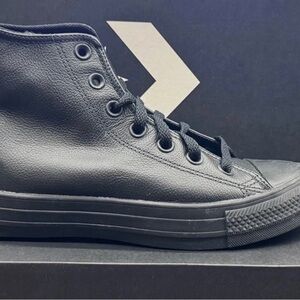 Converse Black High-Top Leather-Look Sneakers
